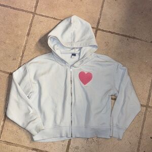 Old Navy Kids Light Blue Hoodie with Pink Heart